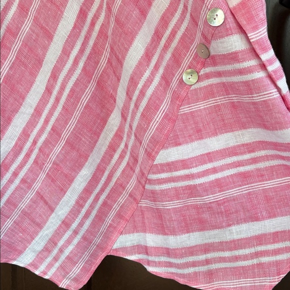 NWOT Habitat Linen Asymmetric Hem Top Red White Size XL - Picture 6 of 9